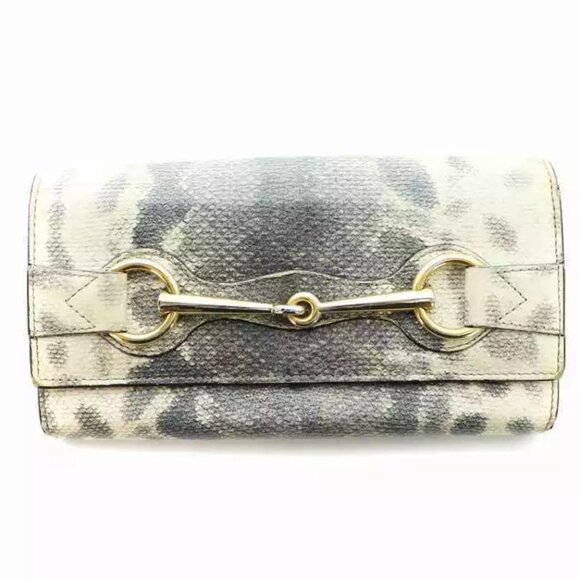 GUCCI Python Snakeskin Horsebit Wallet RARE EUC - Picture 1 of 7